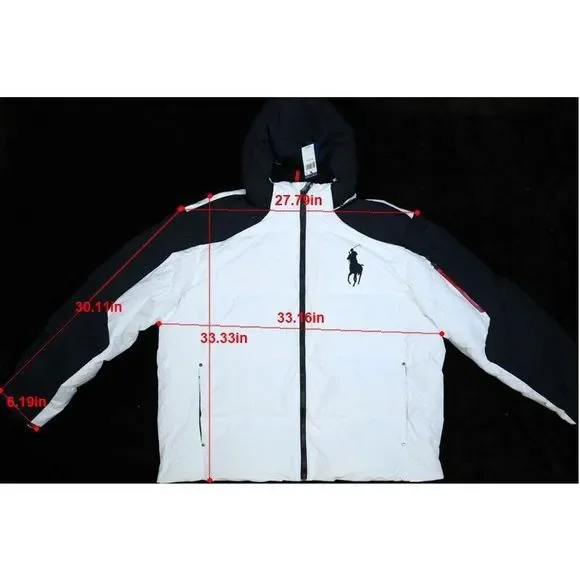Polo Ralph Lauren Big Pony White Hooded Down Puffer Jacket Big & Tall Mens 4XLT - Picture 2 of 12